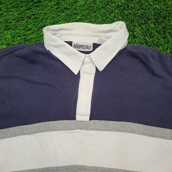 Vintage Y2K Aeropostale Striped Rugby Shirt Mens Large Preppy Skater - Picture 2 of 13